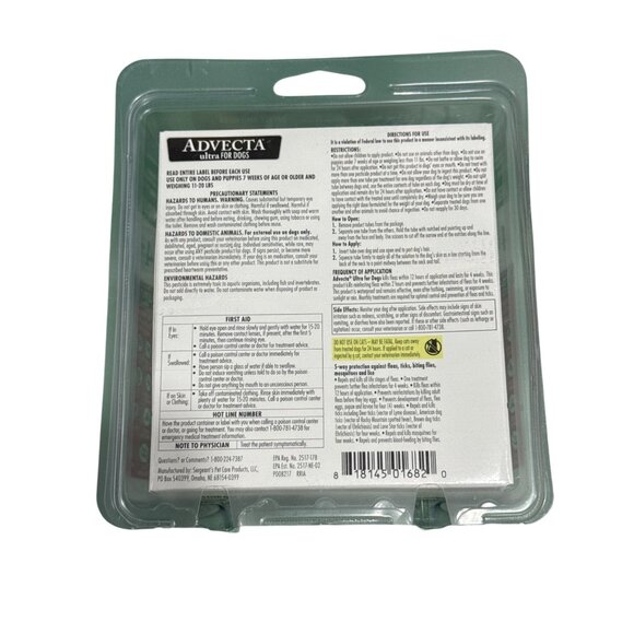 Advecta Ultra For Dogs Medium 11-20 Lbs Flea Tick Mosquito Treatment 4-Month Sup - Picture 3 of 4
